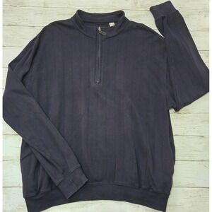Fairway & Greene Men's Navy Blue Quarter Zip Pullover Sweatshirt Men's Large